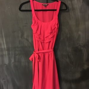 Express Pink Belted Mini Dress with Ruffle